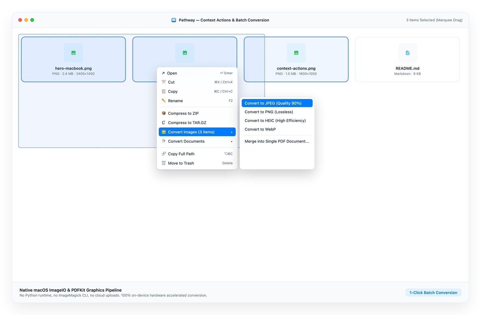 Pathway right click context actions